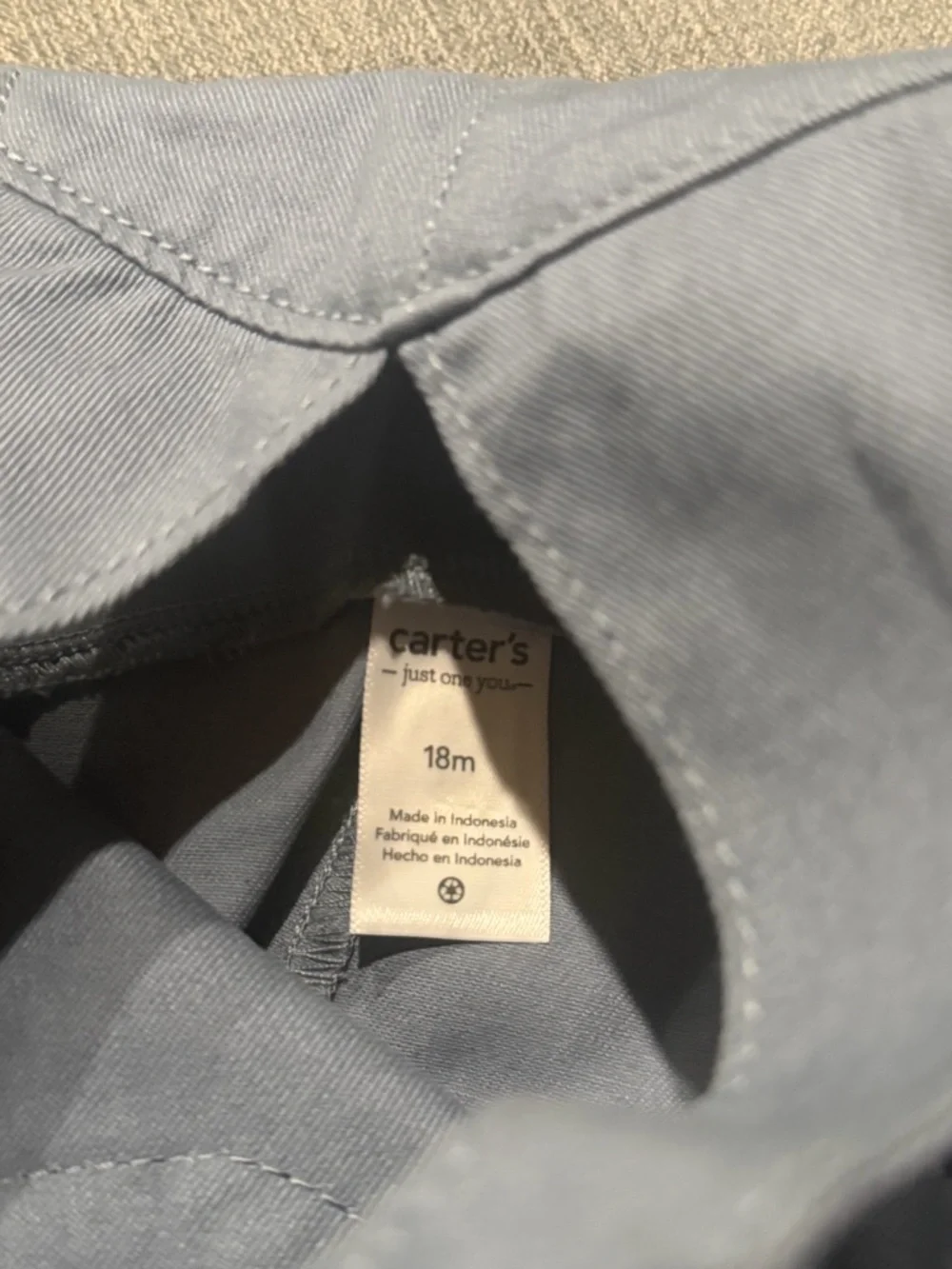 Carter’s‎ Boy’s Blue Overalls with Bear Face Pocket size 18 months